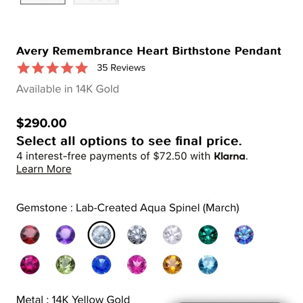 James Avery Fine Curb Chain with Remembrance Heart Birthstone Pendant 14k Gold - Picture 5 of 6